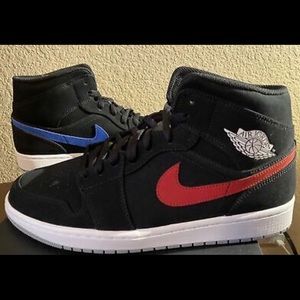 Nike Jordan 1 Mid Swoosh' Black/University Reds